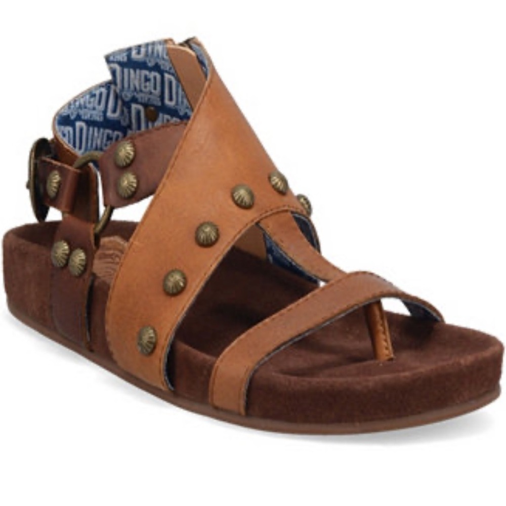 Dingo Sage Brush Leather Studded Thing Sandals Size 7